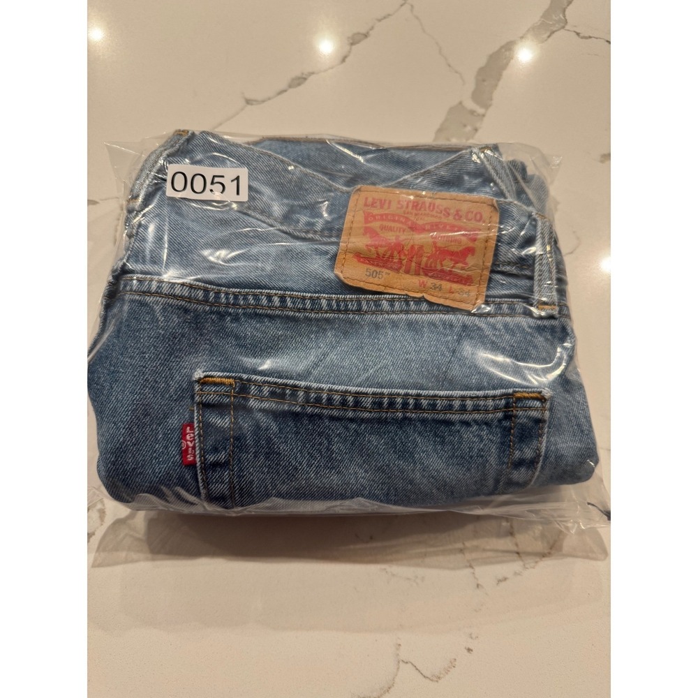 Levis 505 Regular Fit Straight Leg Blue‎ Denim Jeans Mens 34x34 Medium Wash - Picture 10 of 10